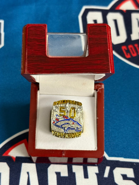 Denver Broncos Replica Super Bowl 50 Ring with Display Box