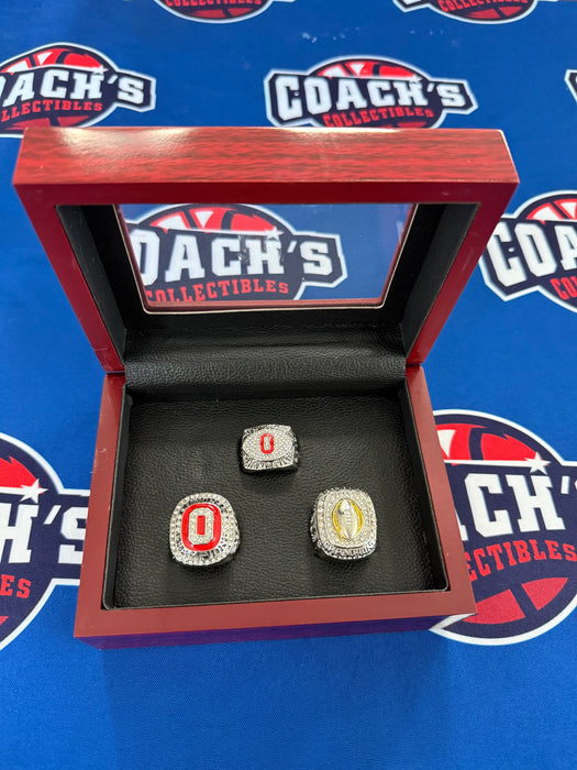 Ohio State 3pc Replica College Football National Championship Ring Set w/ Display Box