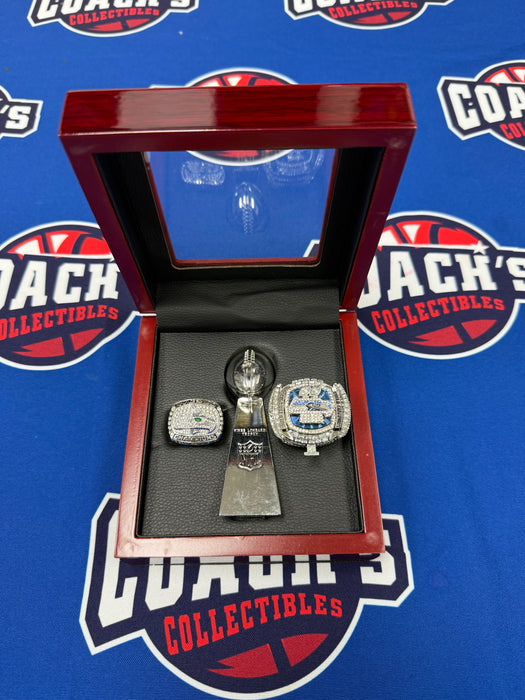 Seattle Seahawks 3pc Replica Super Bowl Ring & Trophy with Display Box