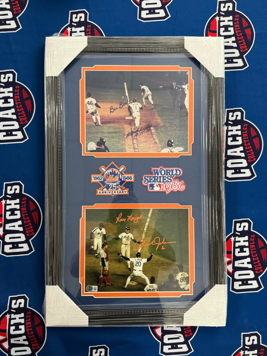 FRAMED Mookie Wilson, Bill Buckner, Howard Johnson & Ray Knight QUAD Autographed 8x10 Photos (Steiner/Beckett)