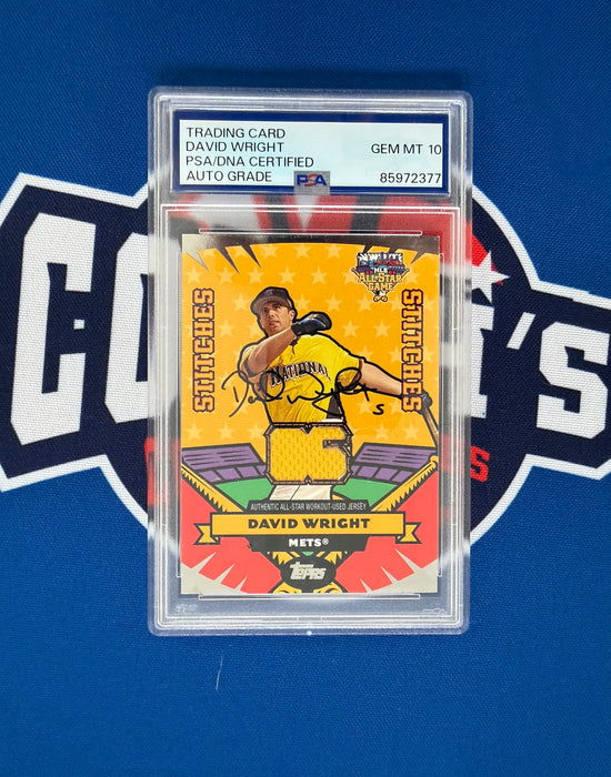 David Wright Autographed 2006 Topps All Star Game Stitches Card Gem 10 Auto (PSA SLAB)