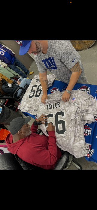 Lawrence Taylor Autographed NY Giants CUSTOM Salute To Service Camo Jersey (JSA)