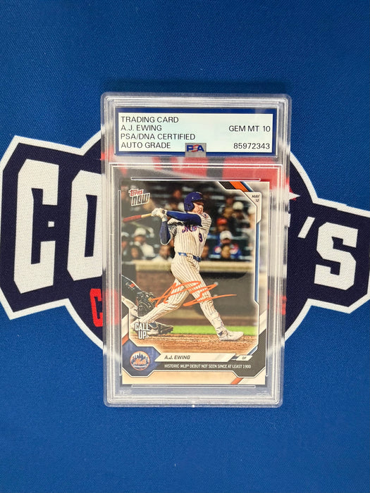 AJ Ewing Autographed 2026 Topps Now #193 Rookie Card Gem 10 Auto (PSA SLAB)