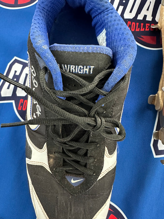 GAME USED David Wright Autographed PAIR of Blue Nike Cleats w/ Game Used Inscription (Beckett)