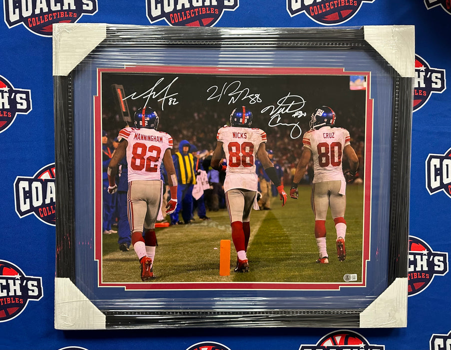 FRAMED Victor Cruz, Hakeem Nicks & Mario Manningham TRIPLE Autographed 16x20 Photo (Beckett)