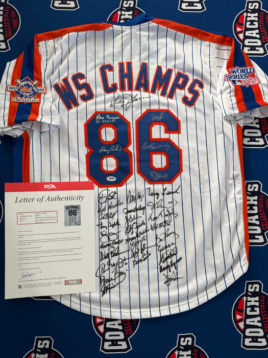 1986 NY Mets TEAM SIGNED Pinstripe Custom Jersey w/ 33 Signatures (PSA Letter)
