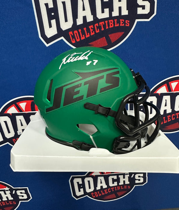 Justin Fields Autographed NY Jets Rave Alternate Speed Mini Helmet (Beckett)