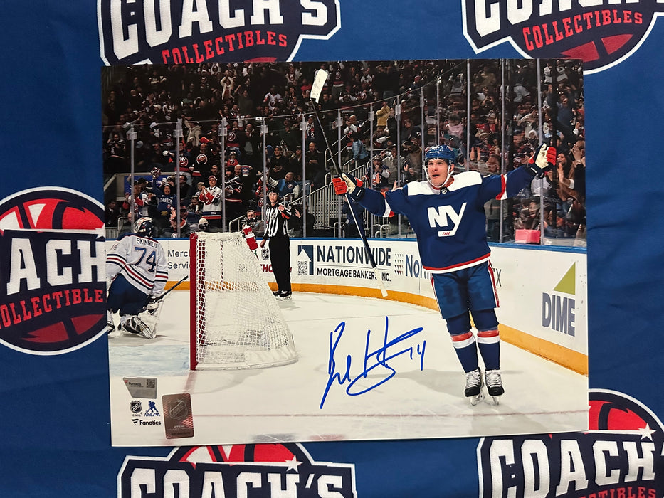 Bo Horvat Autographed NY Islanders 11x14 Celebration Photo (Fanatics)