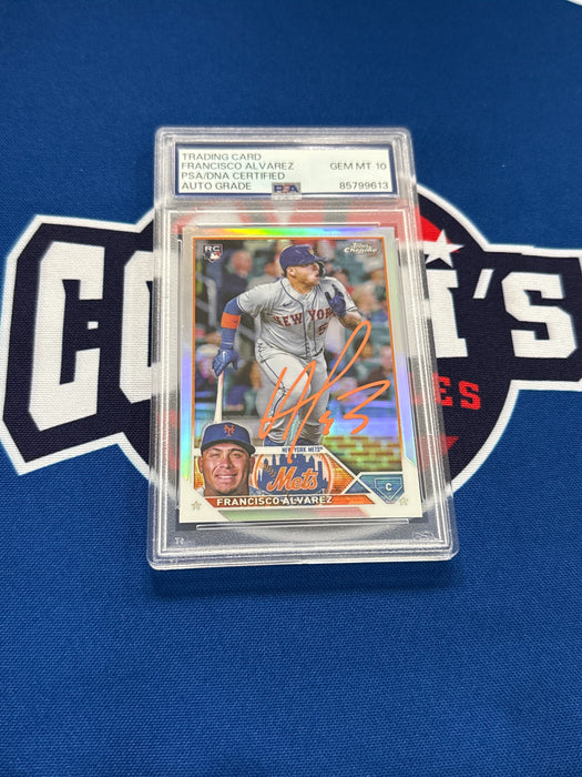 Francisco Alvarez Autographed 2023 Topps Chrome REFRACTOR Rookie Card Gem Mint 10 Auto (PSA SLAB)