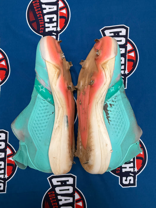 GAME USED Ronny Mauricio Autographed PAIR of Adidas Cleats w/ Game Used 2025 Inscription (JSA)