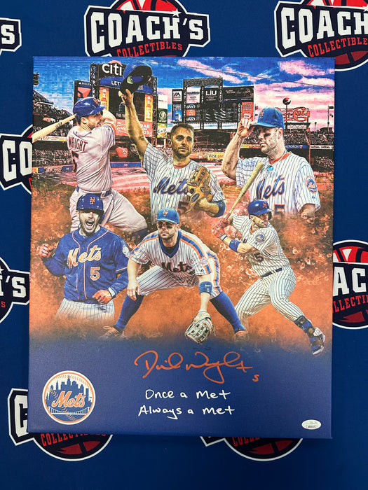 David Wright Autographed 16x20 Custom Graphic Wrapped Canvas with Inscription (JSA)