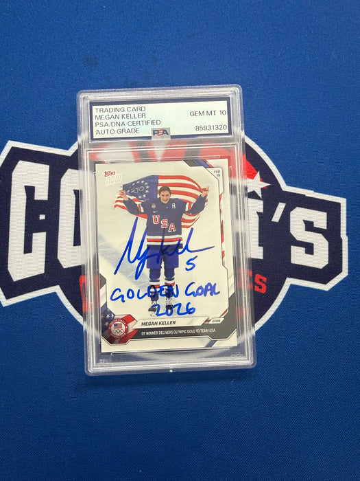 Megan Keller Autographed 2026 Topps Now USA Hockey Card #15 w/ Inscription Gem Mint 10 Auto (PSA SLAB)