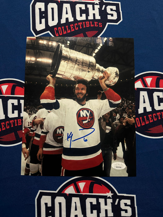 Ken Morrow Autographed NY Islanders Raise the Cup 8x10 Photo (JSA)