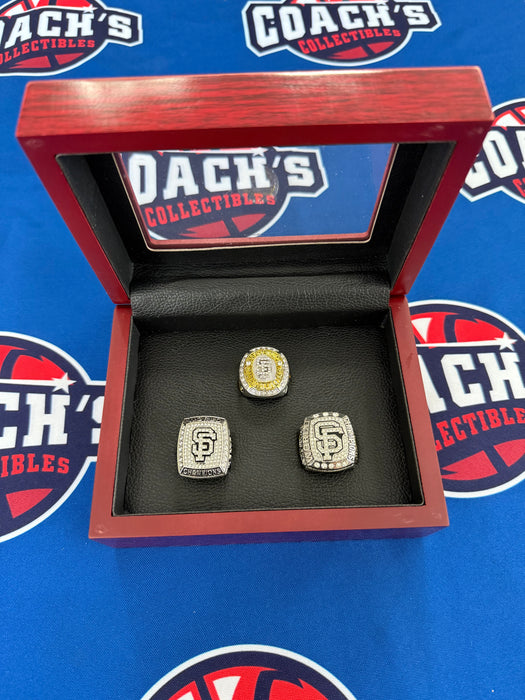 San Francisco Giants REPLICA 3pc World Series Ring Set w/ Display Box