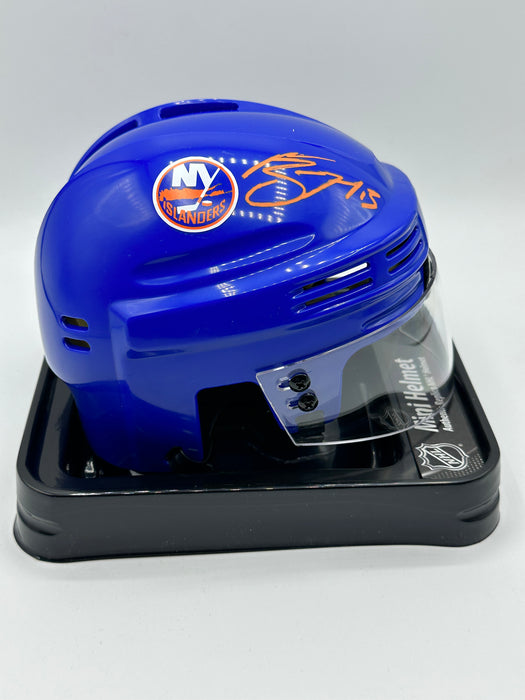 Mathew Barzal Autographed NY Islanders Blue Mini Helmet (Fanatics)