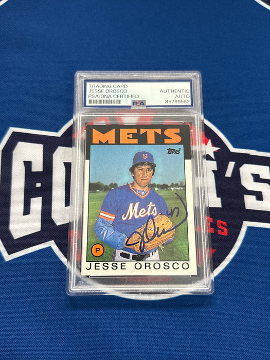 Jesse Orosco Autographed 1986 Topps Base Card (PSA SLAB)