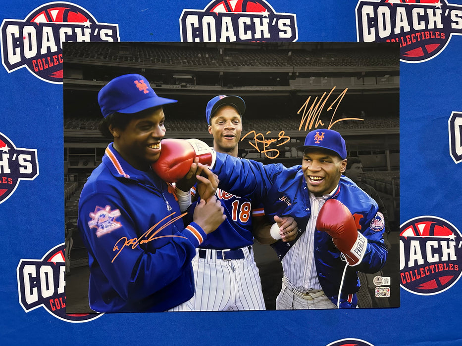 Mike Tyson, Darryl Strawberry & Doc Gooden TRIPLE Autographed 16x20 Spotlight Photo (Beckett/Fitterman Sports”
