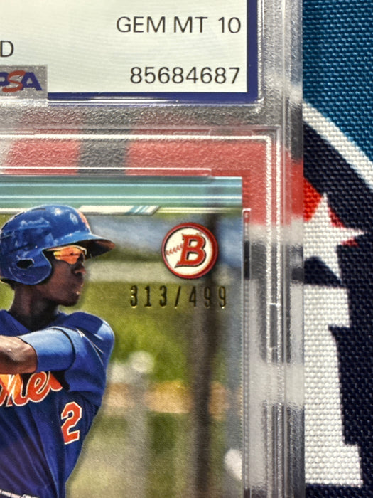 Ronny Mauricio Autographed 2019 Bowman Rookie 313/499 Gem 10 Auto (PSA Slab)