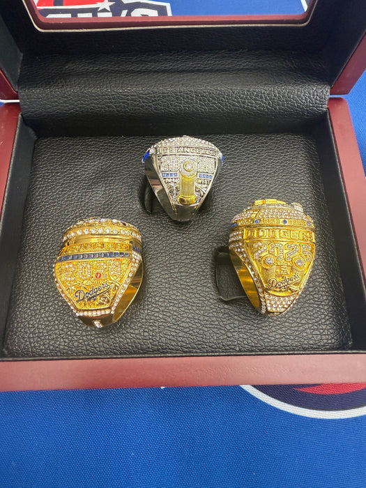 Los Angeles Dodgers 3pc Replica World Series Ring Set w/ Display Box (2020, ‘24, ‘25)