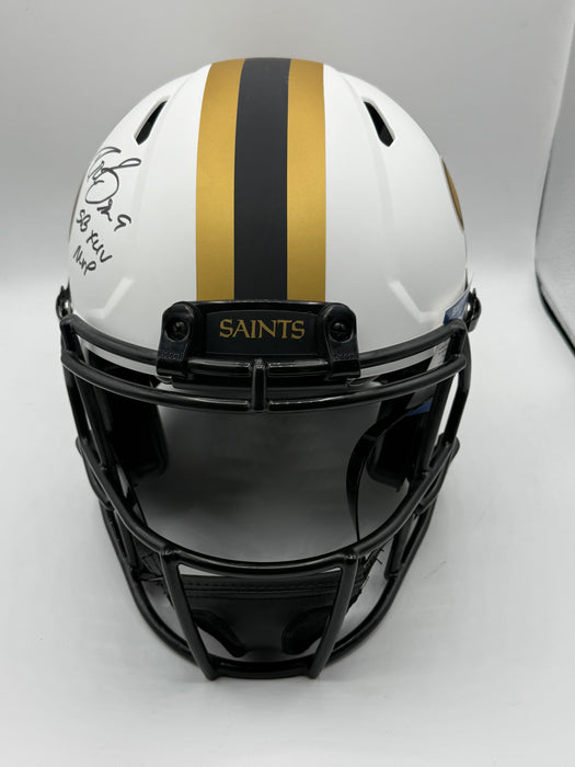 Drew Brees Autographed New Orleans Saints Full Size Lunar Authentic Helmet w/ Inscr (Beckett)