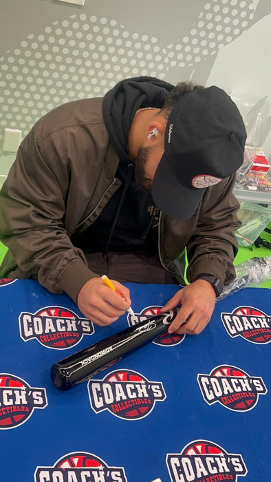 Jasson Dominguez Autographed Black Rawlings Pro Model Bat with The Martian Inscr (Fanatics)