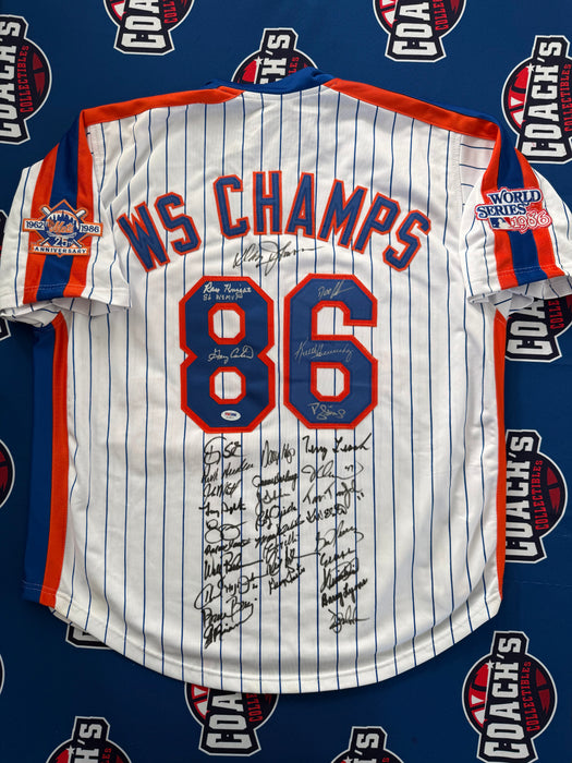1986 NY Mets TEAM SIGNED Pinstripe Custom Jersey w/ 33 Signatures (PSA Letter)