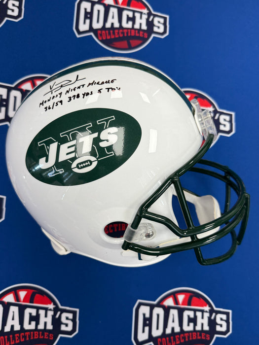 Vinny Testaverde Autographed NY Jets Retro vsr4 Full Size Replica Helmet w/ Multi Inscription (JSA)