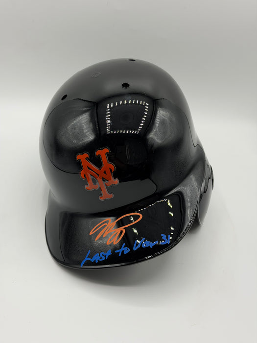 Mike Piazza Autographed NY Mets Full Size Rawlings Authentic Black Helmet w/ Last to Wear 31 (Fanatics)