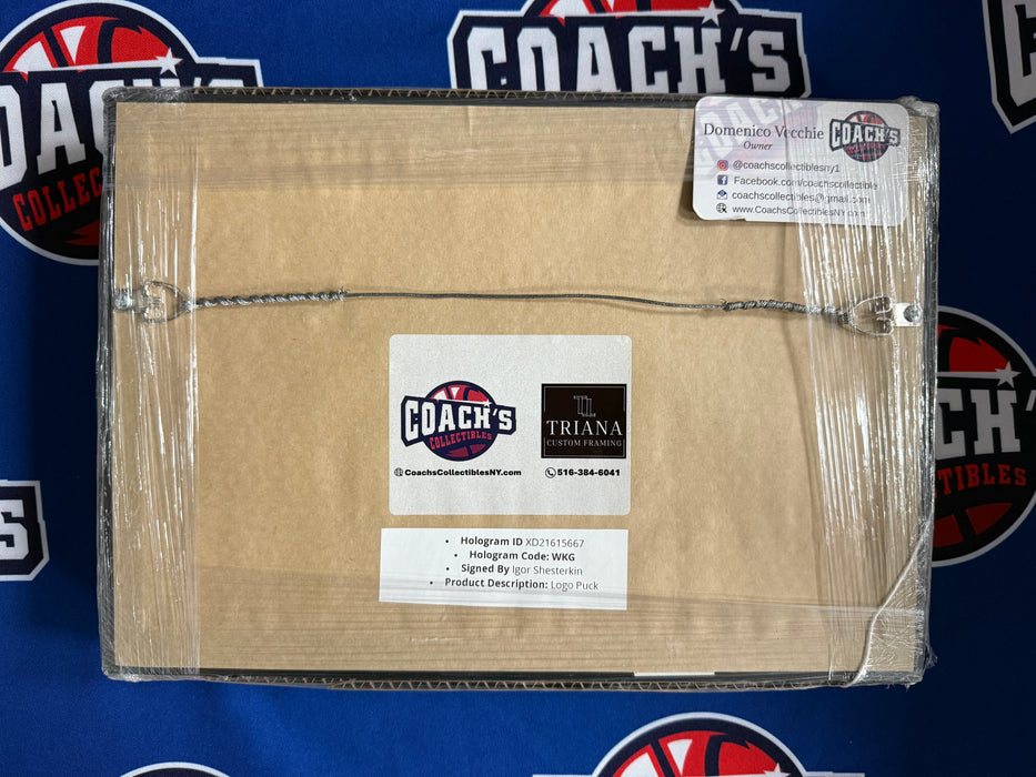 Igor Shesterkin Autographed NY Rangers Puck in 13”x8” Custom Shadowbox Display (Fanatics)