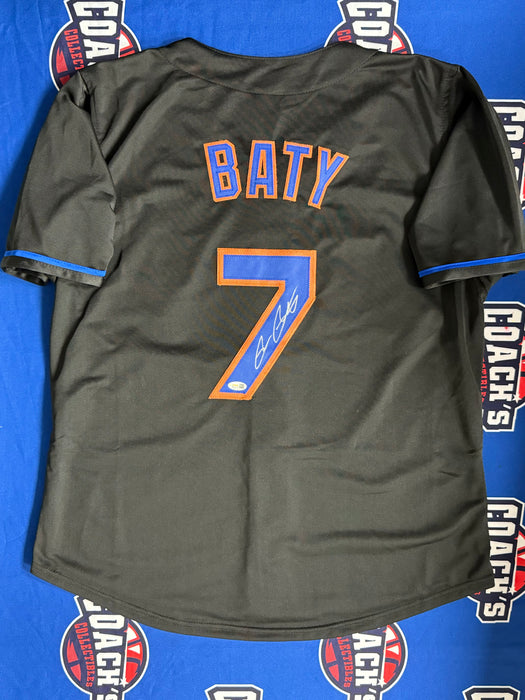 Brett Baty Autographed CUSTOM NY Mets 2025 Style Black Jersey (JSA)