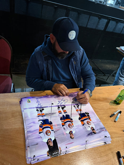 Cal Clutterbuck, Matt Martin & Casey Cizikas TRIPLE Autographed 11x14 Photo (JSA)