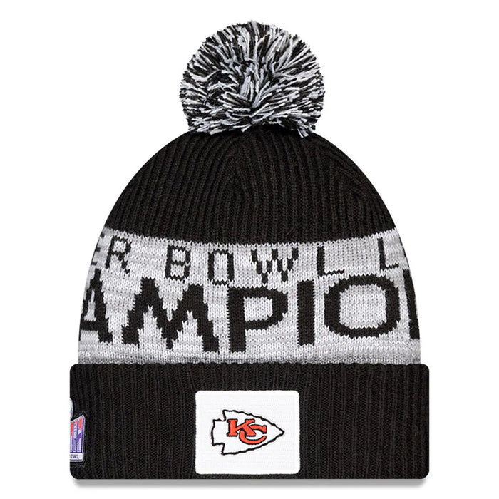 Kansas City Chiefs New Era Super Bowl LVIII Champions Parade Cuffed Pom Knit Hat - Graphite