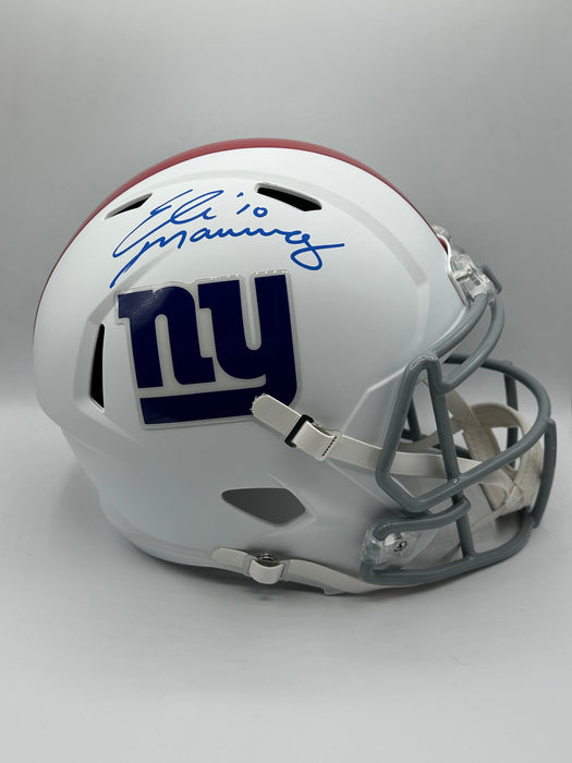 Eli Manning Autographed NY Giants Full Size Flat White Speed Replica Helmet (Fanatics)