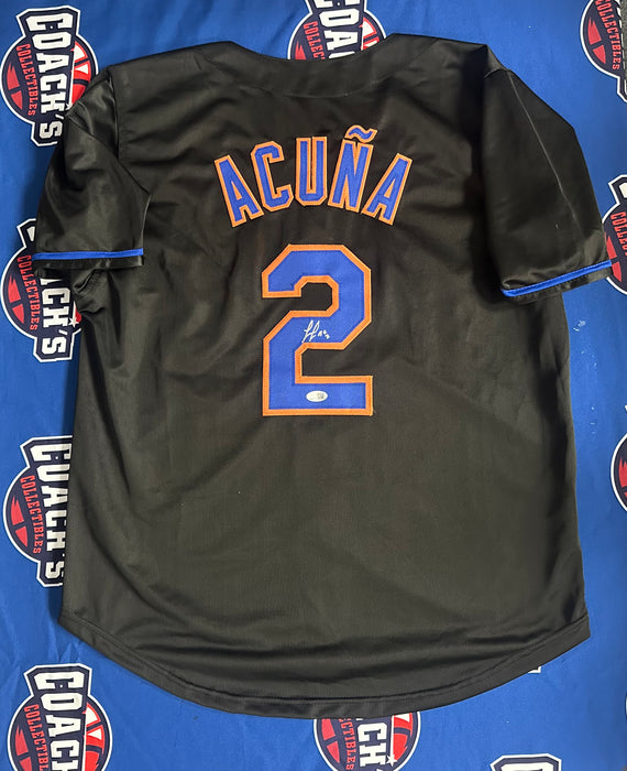Luisangel Acuna Autographed CUSTOM NY Mets Black Alternate Jersey (JSA)