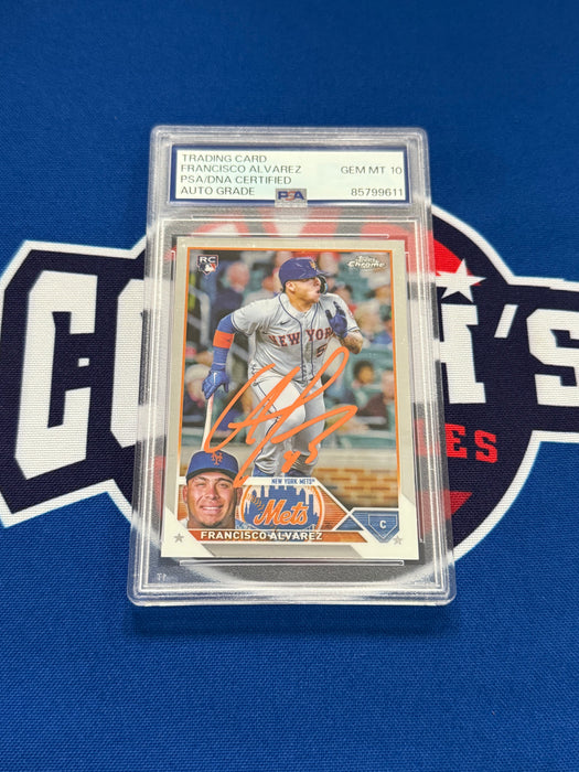 Francisco Alvarez Autographed 2023 Topps Chrome Rookie Card Gem Mint 10 Auto (PSA SLAB)
