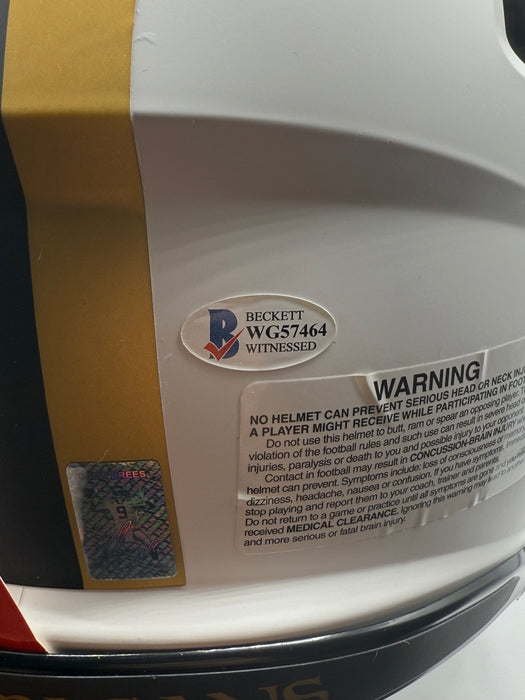 Drew Brees Autographed New Orleans Saints Full Size Lunar Authentic Helmet w/ Inscr (Beckett)