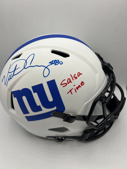 Victor Cruz Autographed NY Giants Full Size Lunar Eclipse Replica Helmet with Salsa Time Inscr (Beckett)