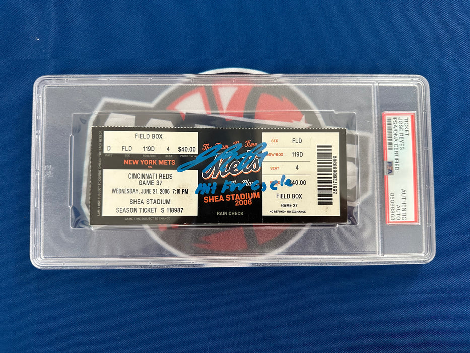 Jose Reyes Autographed Cycle Game Ticket Stub with Inscription Hit for Cycle (PSA SLABBED)