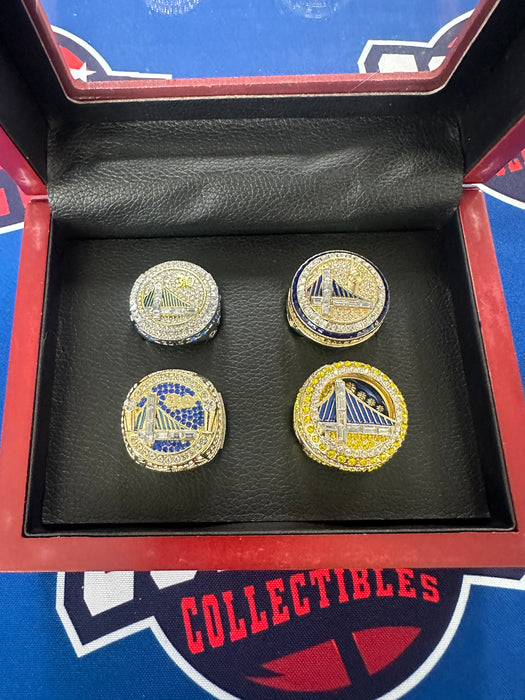 Golden State Warriors 4pc NBA Championship Replica Ring Set with Display Box