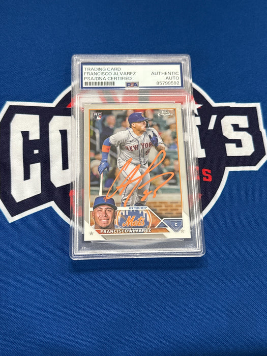 Francisco Alvarez Autographed 2023 Topps Chrome Rookie Card (PSA SLAB)
