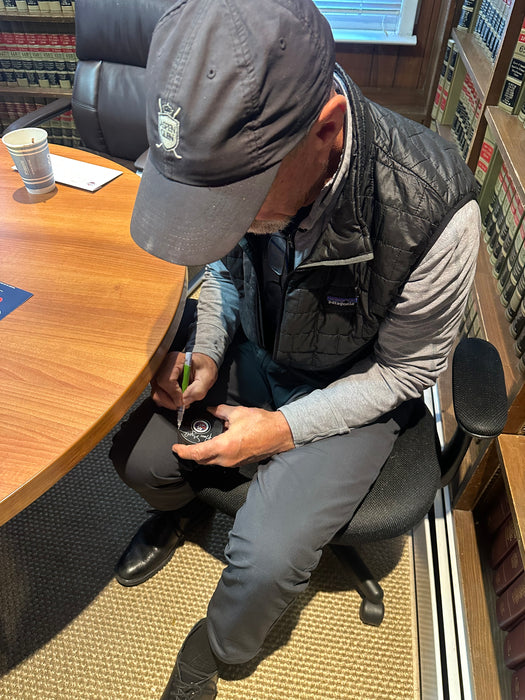 Bobby Nystrom Autographed NY Islanders Logo Puck w/ Mr. Islander (JSA)