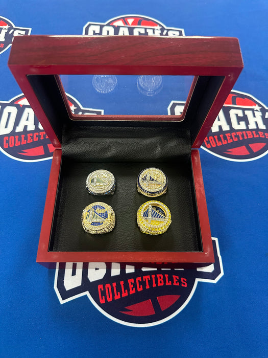 Golden State Warriors 4pc NBA Championship Replica Ring Set with Display Box