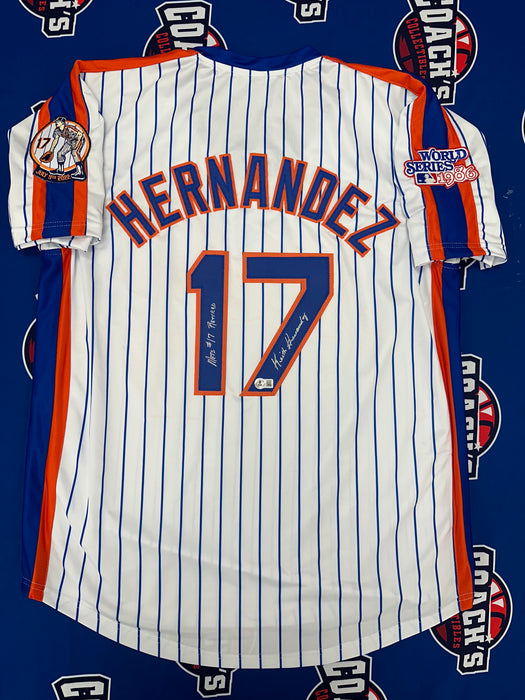 Keith Hernandez Autographed CUSTOM NY Mets Pinstripe Jersey with Mets #17 Retired (Beckett)