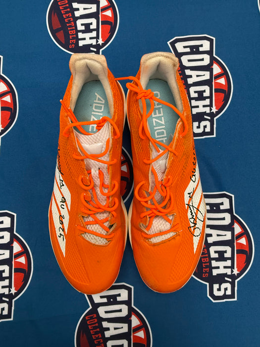 GAME USED Ronny Mauricio Autographed PAIR of Adidas Cleats w/ Game Used 2025 Inscription (JSA)