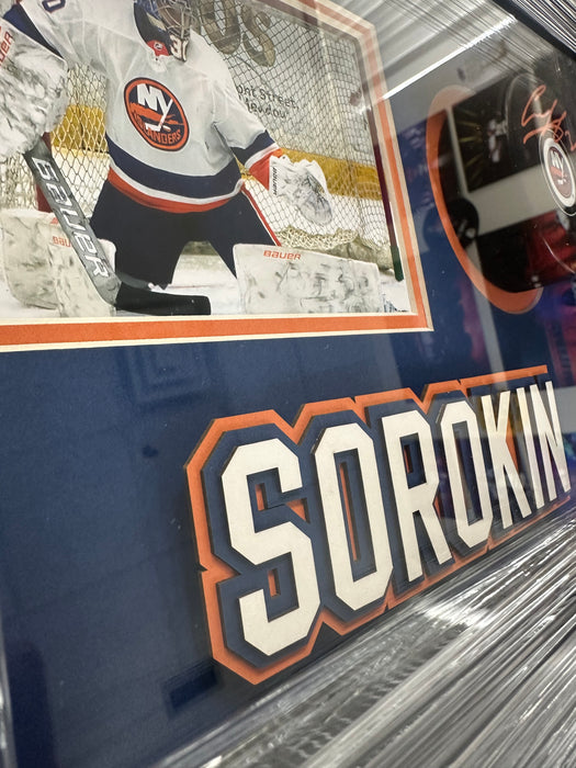 Ilya Sorokin Autographed Puck in 13”x8” Custom Shadowbox (Fanatics)
