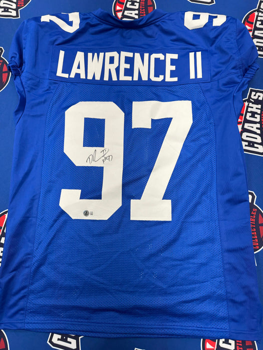 Dexter Lawrence Autographed NY Giants CUSTOM Pro Player Cut Blue Home Jersey (Beckett)