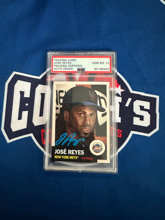 Jose Reyes Autographed NY Mets 2023 Topps Living Set Trading Card Gem 10 Auto (PSA SLAB)