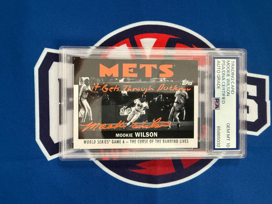 Mookie Wilson Autographed 2021 Topps Once Upon a Time in Queens Special Set Card w/ Inscr Gem 10 Auto (PSA SLAB)