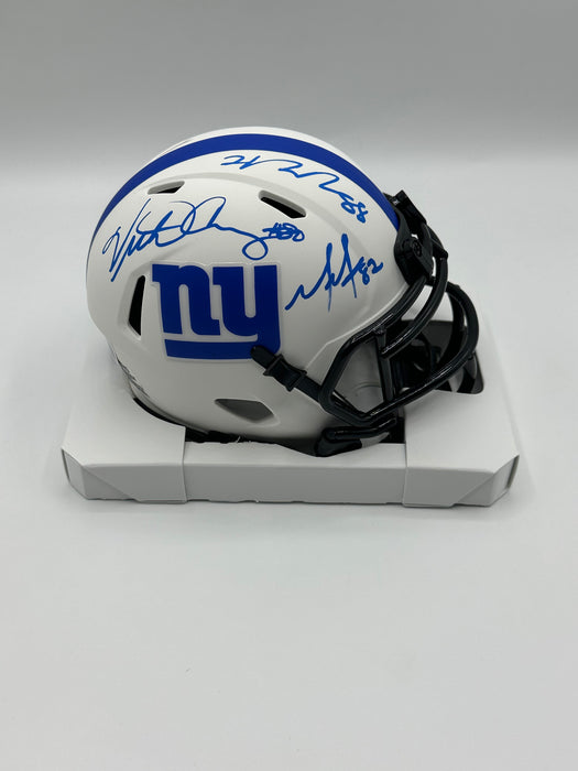 Victor Cruz, Hakeem Nicks & Mario Manningham TRIPLE Autographed NY Giants Lunar Eclipse Mini Helmet (Beckett)