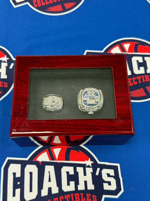Seattle Seahawks 2pc Replica Super Bowl Rings w/ Display Box